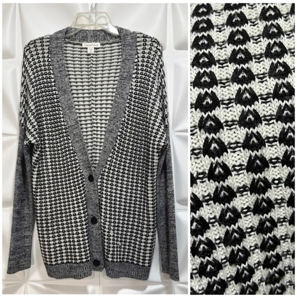 Coldwater Creek Womens Sz M 10-12 Merino Wool Acrylic Black Cardigan Sweater